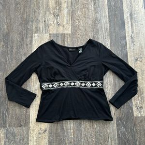 New York & Company Black Sequin Top Long Sleeve Shirt Women’s Size Small